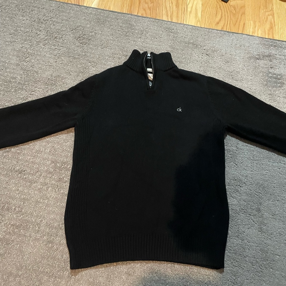 Kids Black Turtleneck Zip-Up Calvin Klein Wool Size 14-16
